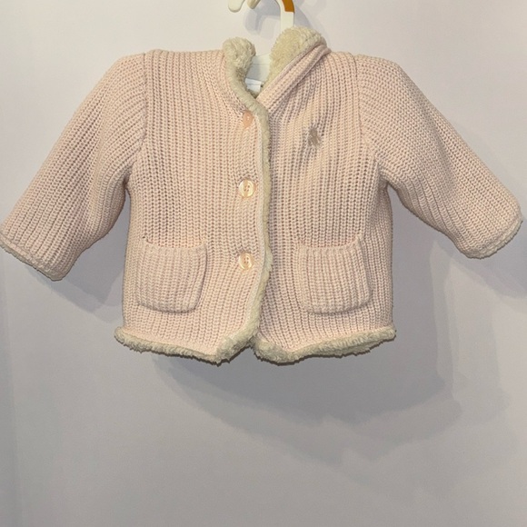 Gap Jacket Sweater knitted‎ fleece lined with hood & ears size baby 3-6 months - Picture 1 of 8
